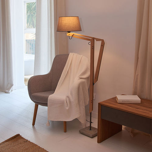 Stehleuchte - THEA - Luxcambra - Stoff / Buche / modern