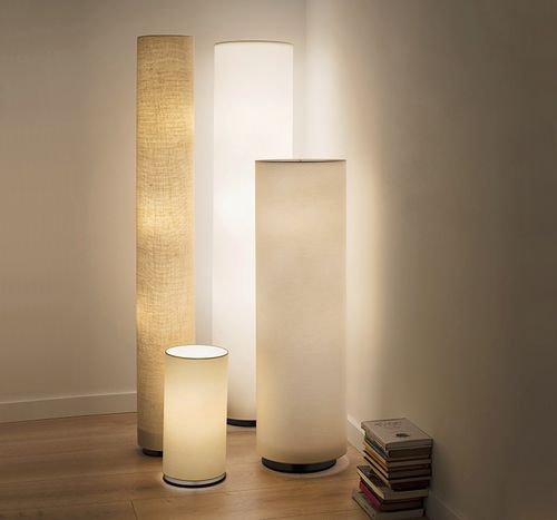 Moderne Leuchtsäule - TUB P - Luxcambra - Baumwolle / LED / für den Innenraum