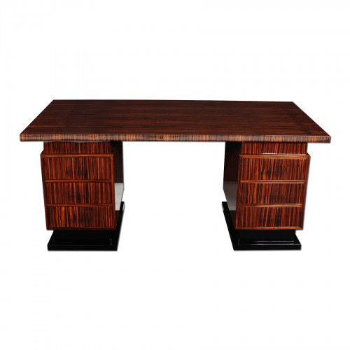 Bodenstehender Schreibtisch - D024 - Cygal Art Deco GmbH & Co. KG - für 2 Personen / Art Deco / Macassar-Ebenholz