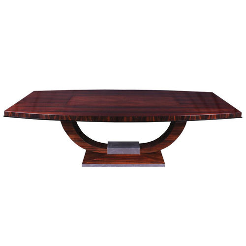 Esstisch / Art Deco - T004 - Cygal Art Deco GmbH & Co. KG - Macassar-Ebenholz / Edelstahl / Gestell aus Macassar-Ebenholz
