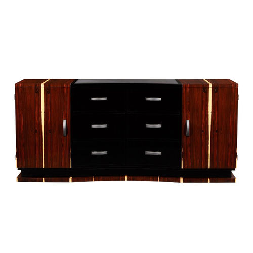 Sideboard / Art Deco - ZSB002 - Cygal Art Deco GmbH & Co. KG - hochglanzlackiertes Holz / Ziricote / Edelstahl