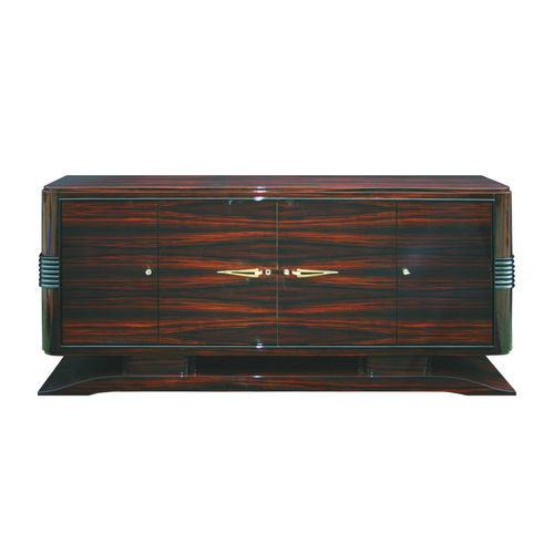 Sideboard / Art Deco - SB005 - Cygal Art Deco GmbH & Co. KG - hochglanzlackiertes Holz / Macassar-Ebenholz / Haifischleder