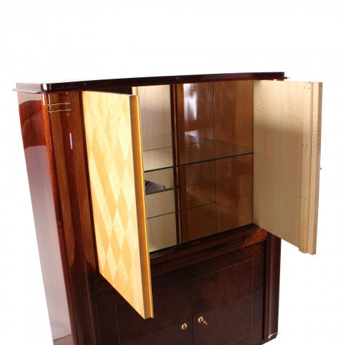 Klassischer Barschrank - BA001 - Cygal Art Deco GmbH & Co. KG - Rosenholz / Glas / Messing