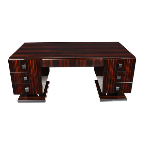 Bodenstehender Schreibtisch - D017 - Cygal Art Deco GmbH & Co. KG - für 2 Personen / Art Deco / Macassar-Ebenholz