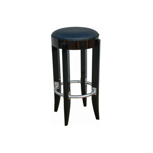 Barhocker / Art Deco - B006 - Cygal Art Deco GmbH & Co. KG - Leder / Gestell aus rostfreiem Edelstahl / Gestell aus Massivholz