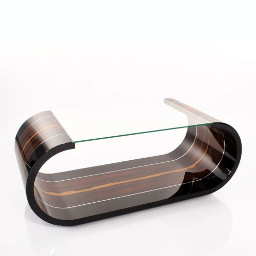 Couchtisch / Art Deco - ZCT001 - Cygal Art Deco GmbH & Co. KG - Glas / Ziricote / Gestell aus rostfreiem Edelstahl