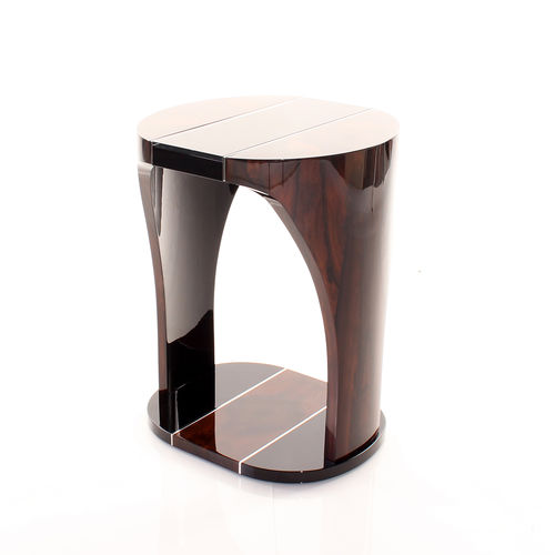 Beistelltisch / Art Deco - ZBS001 - Cygal Art Deco GmbH & Co. KG - glänzend lackiertes Holz / Ziricote / Edelstahl