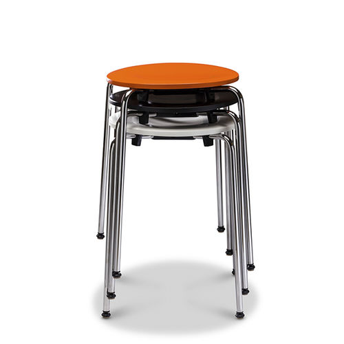 Moderner Hocker - RONDO - Danerka - Laminat / Gestell aus verchromtem Stahl / stapelbar
