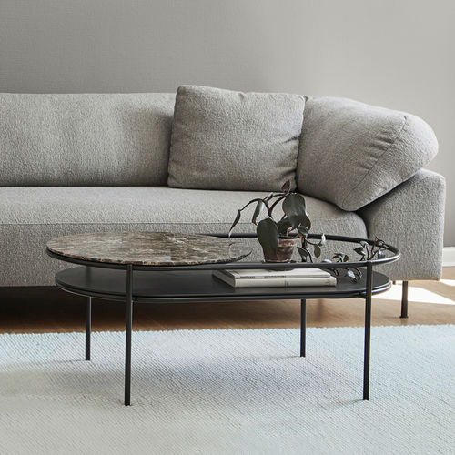 Moderner Couchtisch - VERDE - WOUD - Eiche / Metall / Marmor