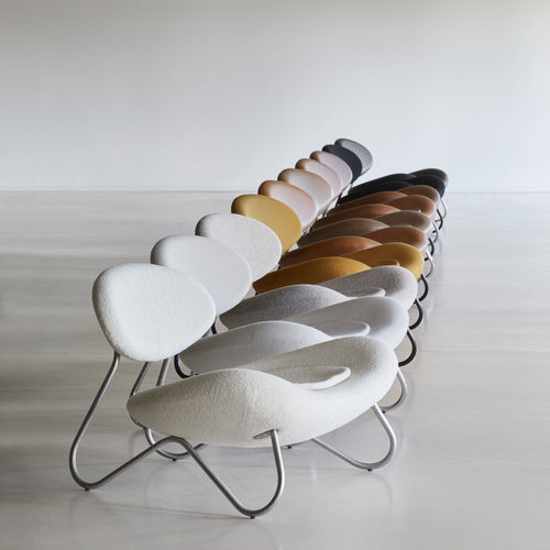 Moderner Sessel - MEADOW - WOUD - Stoff / Leder / pulverbeschichteter Stahl