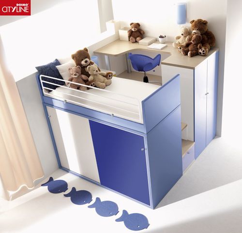 Einpersonenbett - COMPOSIZIONE 909 - TANA DEL LUPO - Doimo City Line - modern / mit Stauraum / für Jungen