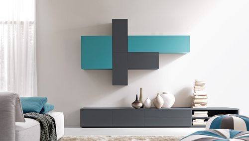Moderne Wohnwand - CITYLIFE 45 - Doimo City Line - lackiertes Holz