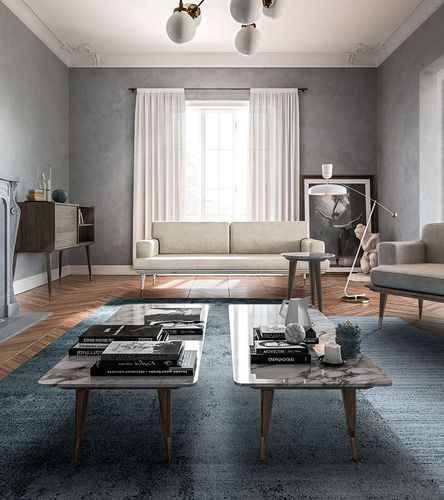 Moderner Couchtisch - PARIS 2020 - Callesella - Eiche / Messing / Marmor