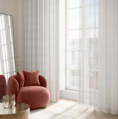 Streifenmuster-Gardine - KIRK FR RE - ado goldkante - Polyester / waschbar / transparent