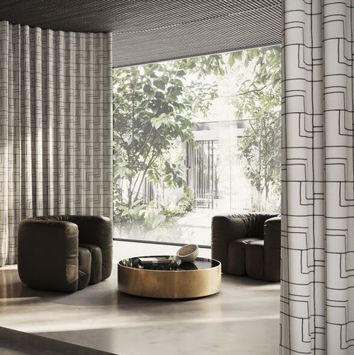 Gardine / geometrisches Muster - SIGNATURE - ado goldkante - Baumwolle / Polyester / waschbar