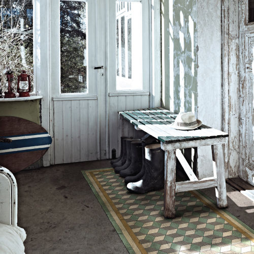 Moderner Teppich - WABI SABI BAPM-AN - BEIJA FLOR - mit geometrischen Motiven / Vinyl / rechteckig
