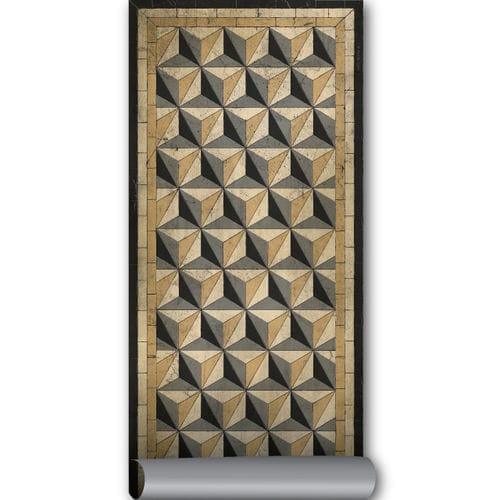 Moderner Teppich - WABI SABI BASB-AN - BEIJA FLOR - mit geometrischen Motiven / Vinyl / rechteckig