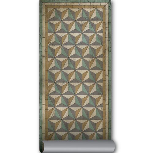 Moderner Teppich - WABI SABI BASM-AN - BEIJA FLOR - mit geometrischen Motiven / Vinyl / rechteckig