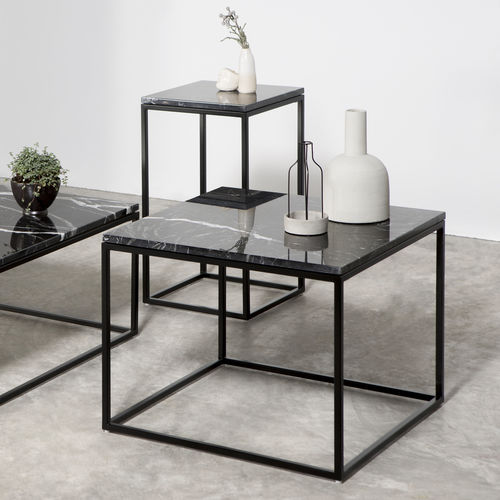Moderner Beistelltisch - TOPIC  - MASIS - Holzfurnier / lackiertes MDF / Marmor