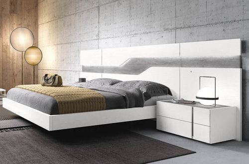 Doppelbett - Cosmo by EOS. 010 – RIVER - Glicerio Chaves - modern / Kopfteil / mit integriertem Nachttisch