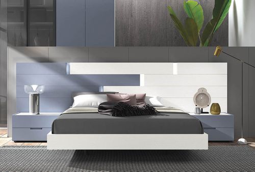 Doppelbett - Cosmo by EOS. 025 – BURANO - Glicerio Chaves - modern / Kopfteil / mit integriertem Nachttisch