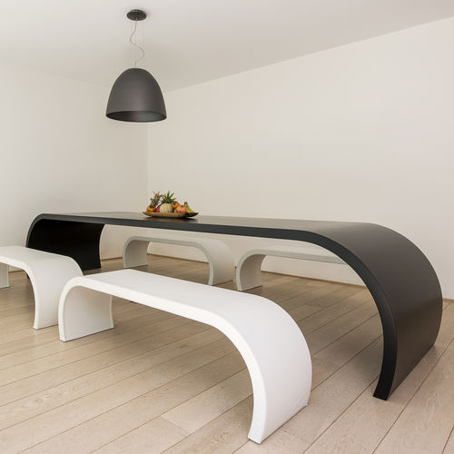 Moderner Esstisch - ONDA - R&J Luxe Furniture - Aluminium / Gestell aus Aluminium / gebogen