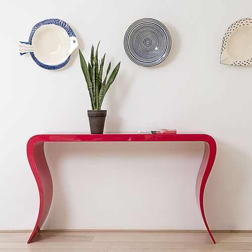 Moderner Konsolentisch - BELLA - R&J Luxe Furniture - Aluminium / Gestell aus Aluminium / rechteckig