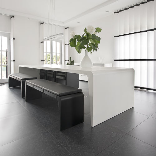 Moderner Esstisch - AMEZA - R&J Luxe Furniture - Aluminium / Gestell aus Aluminium / rechteckig