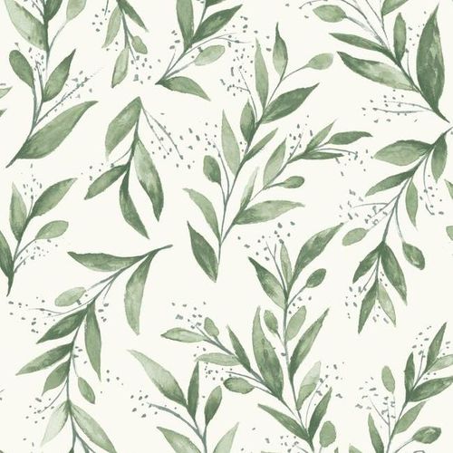 Moderne Tapete - Olive Branch - York wallcoverings - Blumenmotiv / Stoffoptik / grün