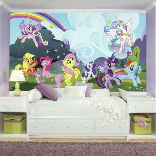 Moderne Tapete - My Little Pony Ponyville - York wallcoverings - Naturfaser / Kindermotiv / Tapetenoptik