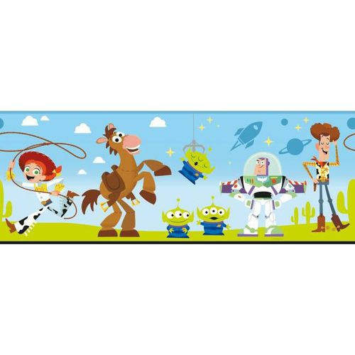 Moderne Tapetenbordüre - Disney and Pixar Toy Story 4 - York wallcoverings - Kindermotiv / blau / grün