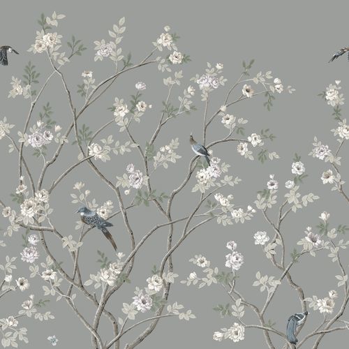Moderne Tapete - Lingering Garden  - York wallcoverings - Naturfaser / Blumenmotiv / Tapetenoptik