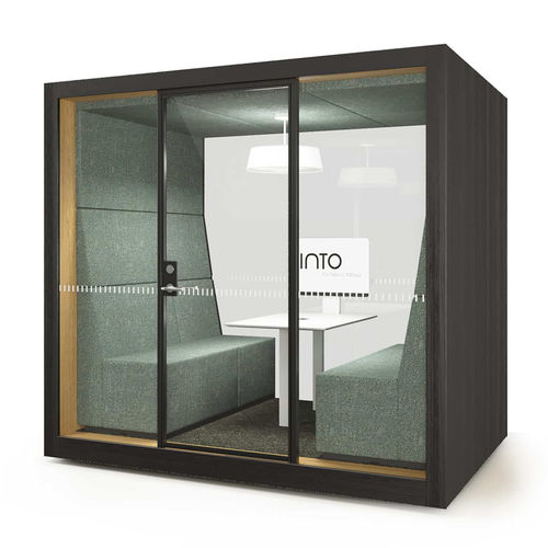 POD-Büro / Akustik - POD ROLL GLASS - INTO Concept - mit Glastür / mit integrierter Steckdose / Stoff