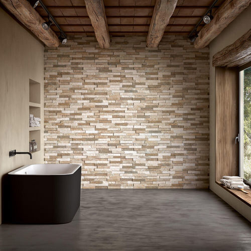 Natursteinfliesen - BRICKS - Lafornasa - Travertin / texturiert / für den Innenraum