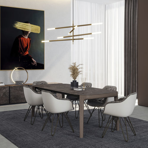 Moderner Tisch - BERTIZ - DRESSY - Keramik / Gestell aus Holz / rechteckig