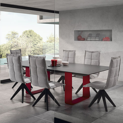 Moderner Tisch - DOO - DRESSY - Glas / Keramik / Gestell aus Aluminium