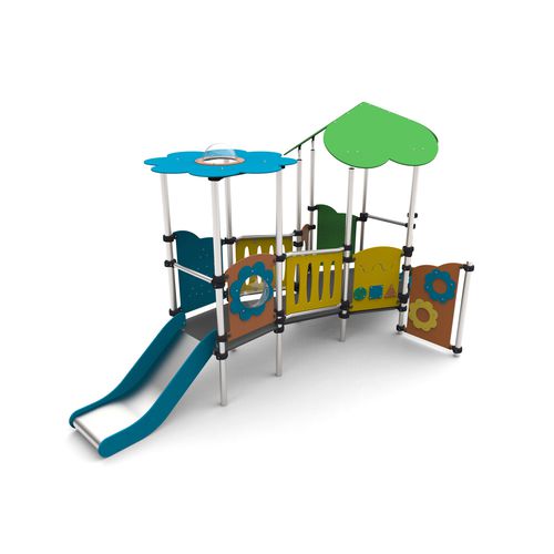 Stahl-Spielplatzgerät - MFI-03 - Free Kids s.c. - HDPE / mit Überdachung / interaktiv