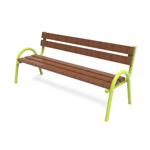 Moderne Bank für den öffentlichen Raum - 0011001  - Free Kids s.c. - pulverbeschichteter Stahl / Holz / mit Rückenlehne