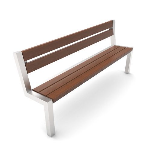 Moderne Bank für den öffentlichen Raum - 0011002  - Free Kids s.c. - Metall / Holz / mit Rückenlehne
