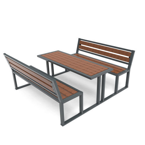 Moderner Picknicktisch - 0014001  - Free Kids s.c. - Holz / Gestell aus galvanisiertem Stahl / rechteckig