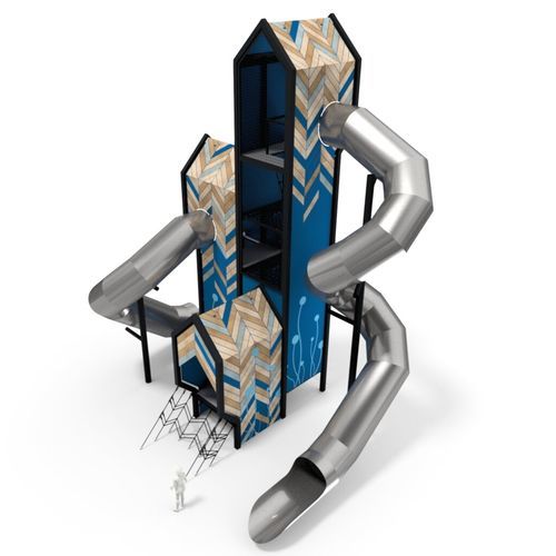 Spielturm für Spielplätze - MAX 1  - Free Kids s.c. - mit Rutschbahn / mit Kletternetz / Metall