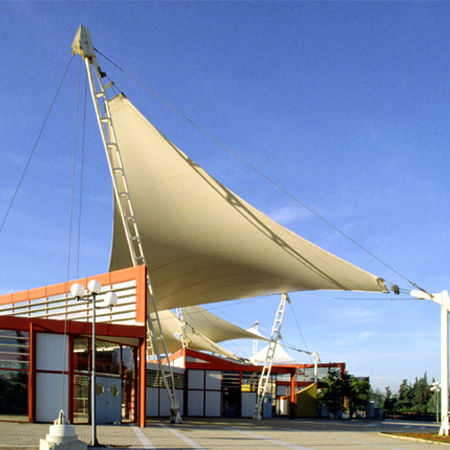 Membrankabel-Flächentragwerk - ENVIRONMENTAL PARK - Arka - Vordach / aus Segeltuch / für Abdeckung
