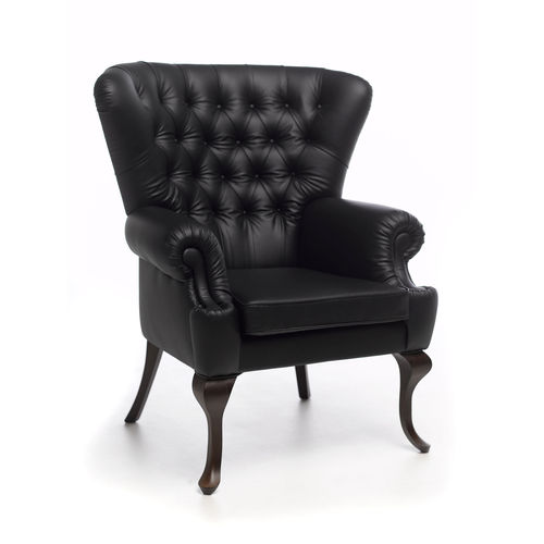 Chesterfield-Sessel - DELANO - Paulo Antunes - Leder / Stoff / Buche