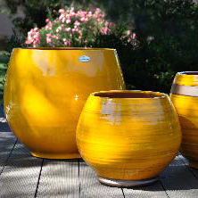 Terrakotta-Pflanzgefäß - IBIZA SUNSHINE : BAHIA - Les Poteries d'Albi - rund