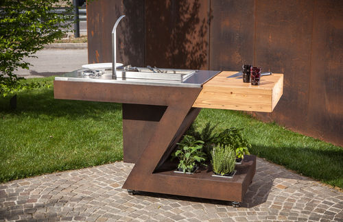 Outdoor-Küche - zed outdoor - ZEDEXPERIENCE - modern / Edelstahl / Holz
