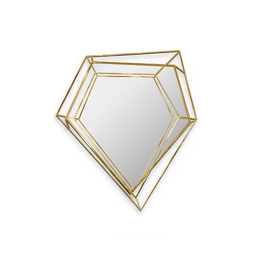 Wandmontierter Spiegel - DIAMOND SMALL - Maison Valentina - für Gewerbegebrauch / originelles Design / Messing