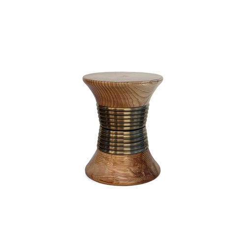 Moderner Hocker - PADAUNG - Maison Valentina - Holz / Gestell aus gebürstetem Messing / Gestell aus Holz