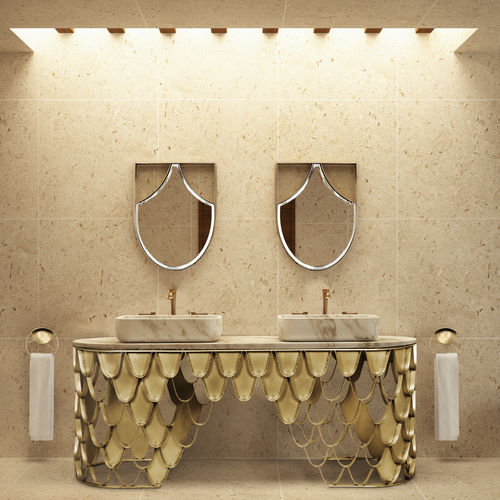 Wandmontierter Spiegel für Badezimmer - KOI  - Maison Valentina - modern / Messing