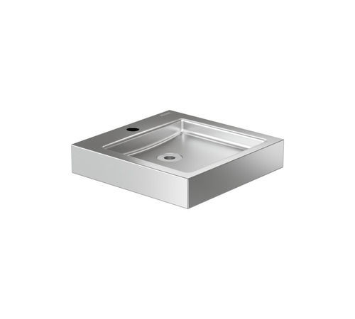 Aufsatzwaschbecken - GW08 53 04 01 - genwec - gebürsteter Edelstahl / Edelstahl / quadratisch