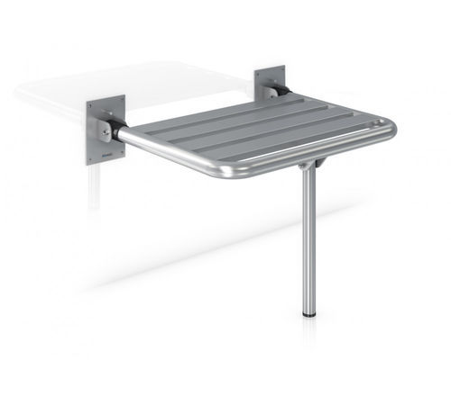 Klappbarer Duschsitz - GW11 24 04 01 - genwec - auf Beinen / wandmontiert / gebürsteter Edelstahl